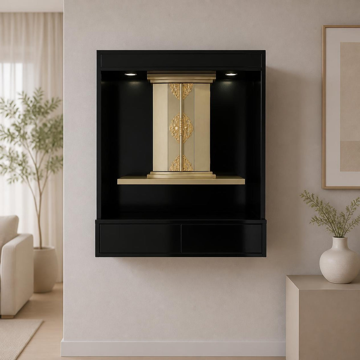 Painel composto Preto/Dourado c/ Chapeado c/ Chapeado