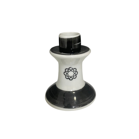 Castiçal de Porcelana - Branco/Preto