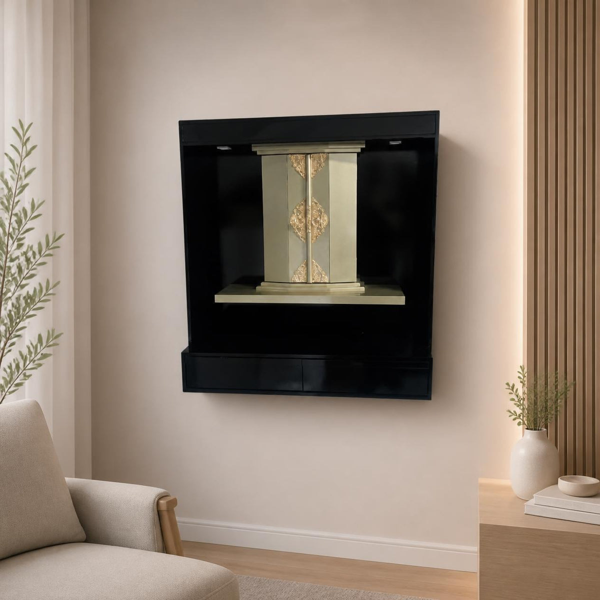 Painel composto Preto/Dourado c/ Chapeado c/ Chapeado