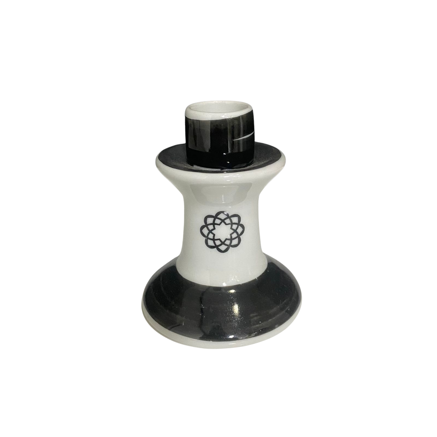 Castiçal de Porcelana - Branco/Preto